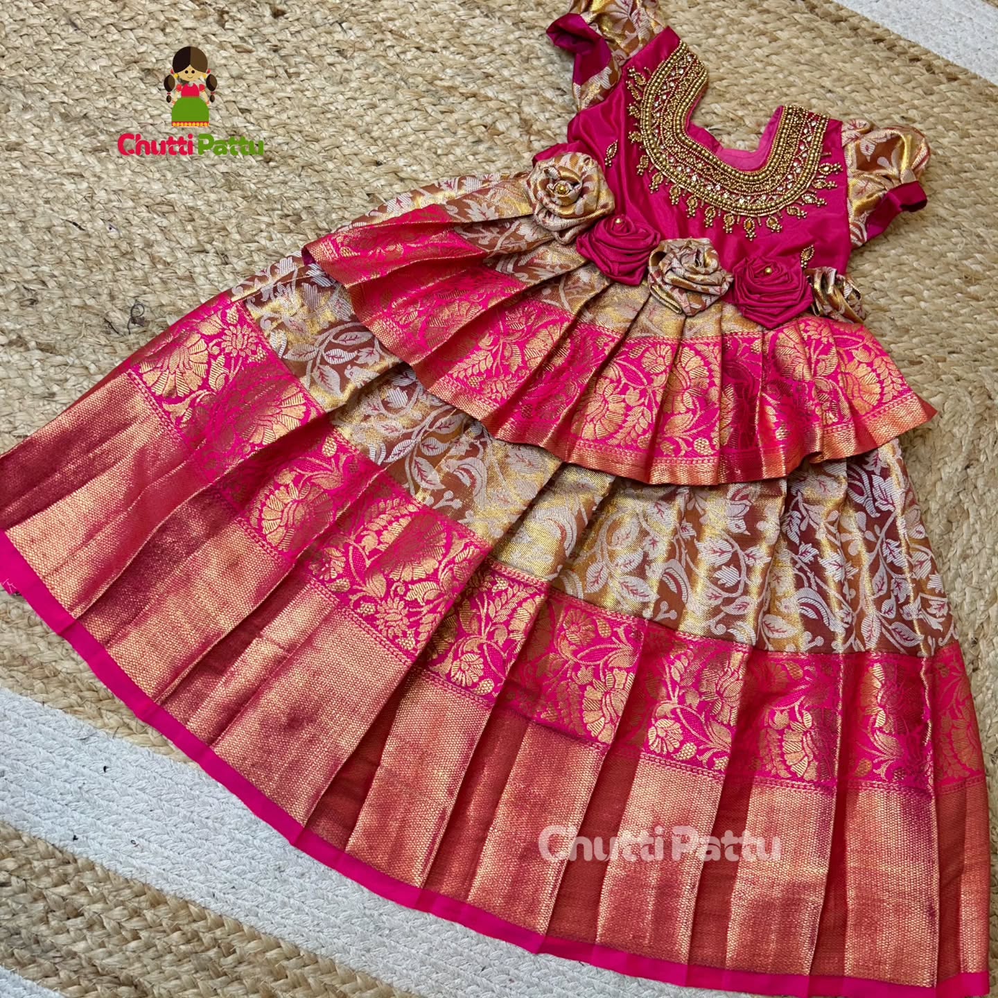 Thooriga – Pink Semi Kanchi Tissue Aari Gown | CPM_0337