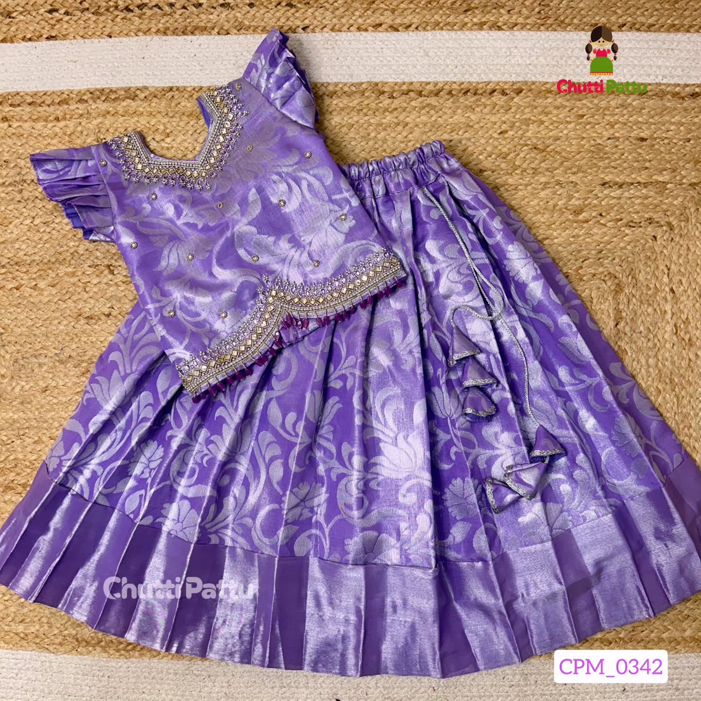 Lavender Premium Aari Work Pattu Pavadai | CPM_0342