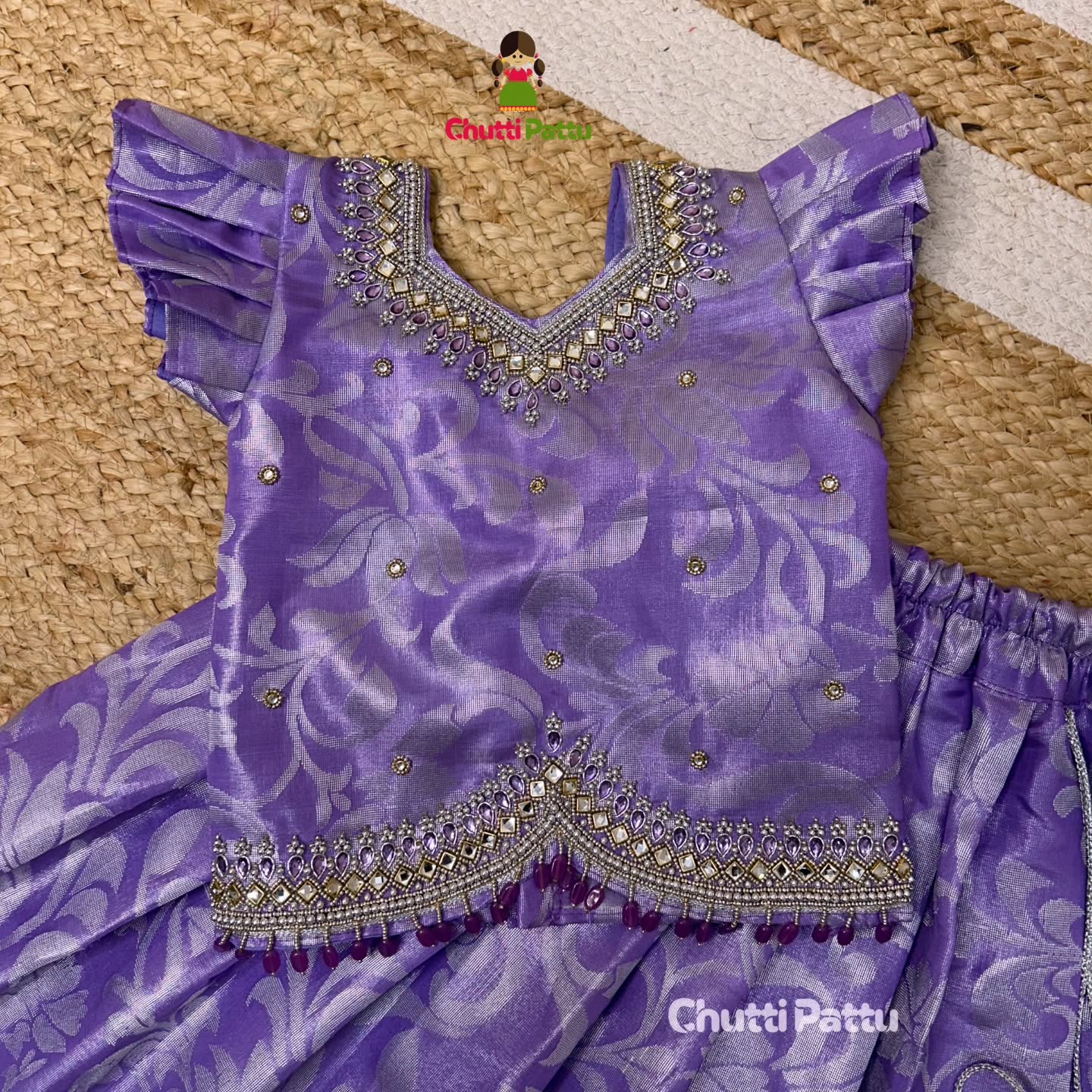 Lavender Premium Aari Work Pattu Pavadai | CPM_0342