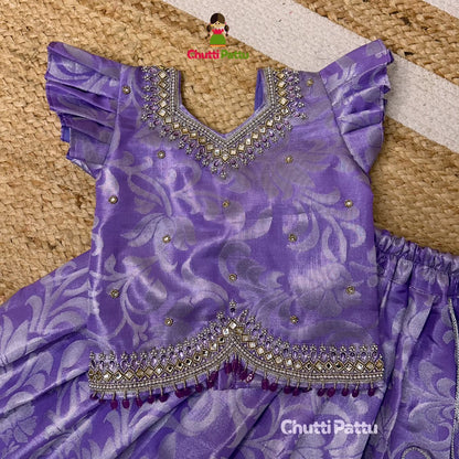 Lavender Premium Aari Work Pattu Pavadai | CPM_0342