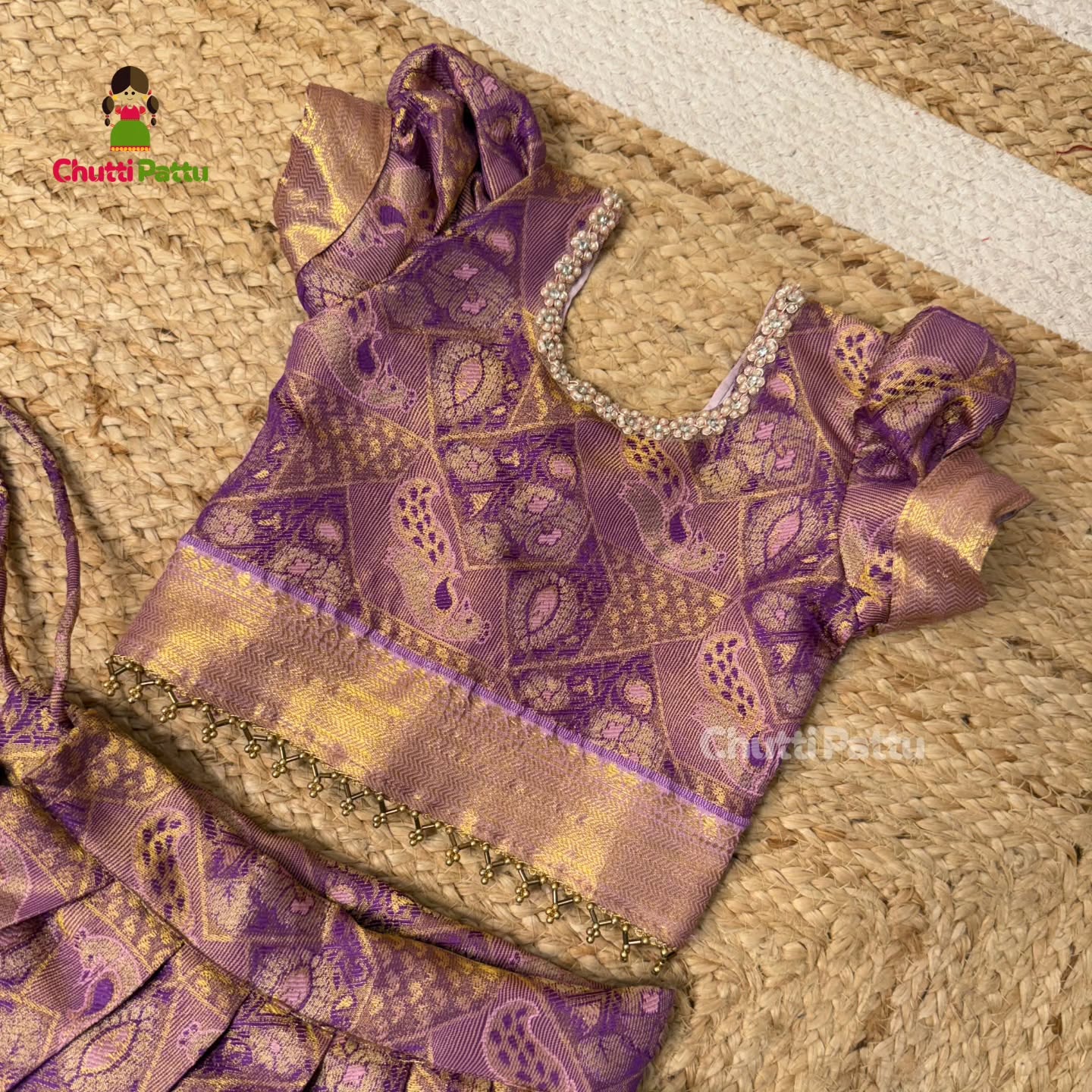 Dreamy Lavender Semi Kanchi Tissue Silk Pattu Pavadai | CPM_0346