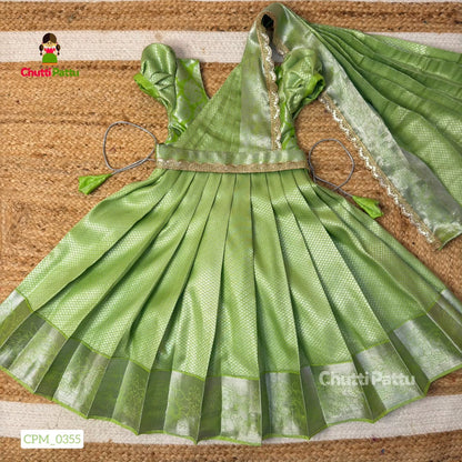 Light Green Soft Silk Gown with Dupatta | CPM_0355