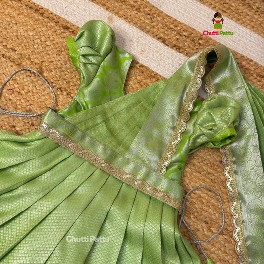 Light Green Soft Silk Gown with Dupatta | CPM_0355