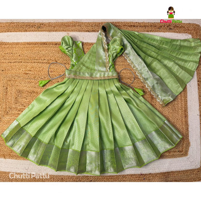 Light Green Soft Silk Gown with Dupatta | CPM_0355