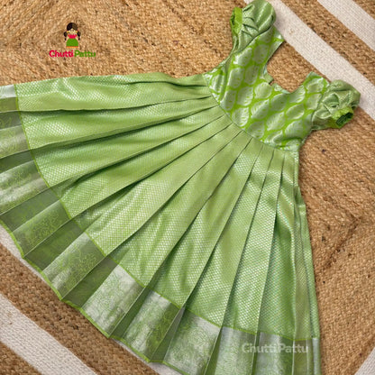 Light Green Soft Silk Gown with Dupatta | CPM_0355
