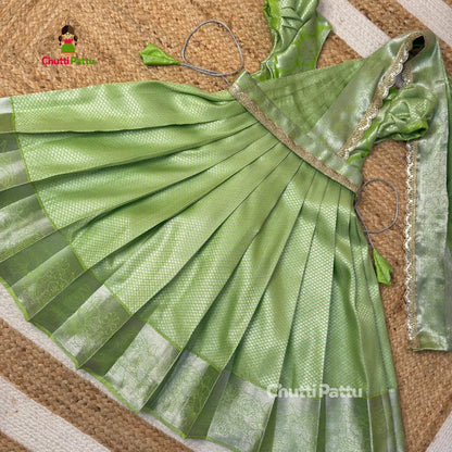 Light Green Soft Silk Gown with Dupatta | CPM_0355