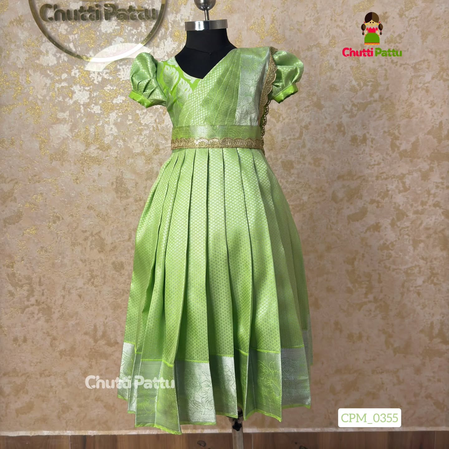 Light Green Soft Silk Gown with Dupatta | CPM_0355