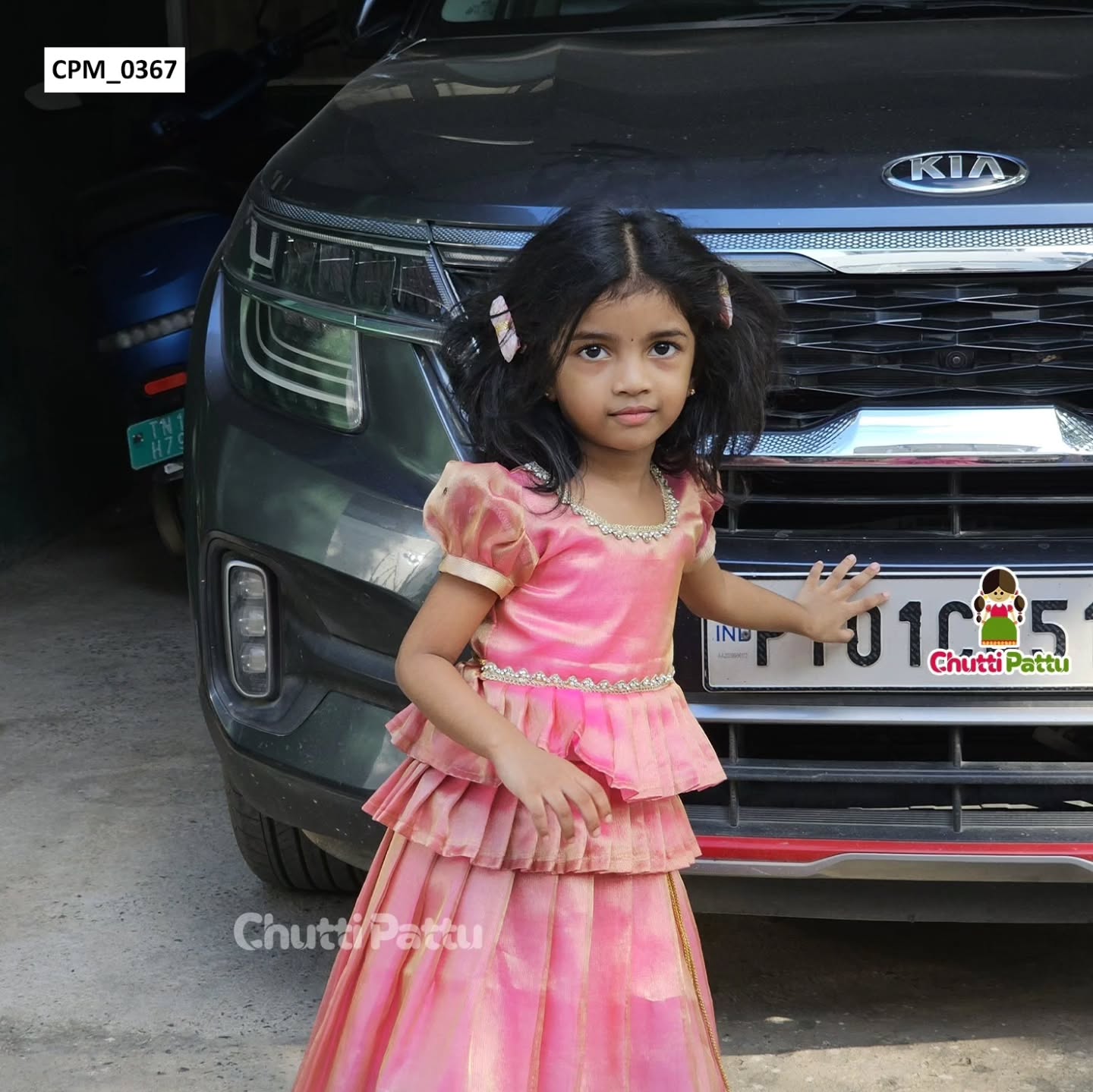 Pink Metallic Tissue Silk Pattu Pavadai | CPM_0367