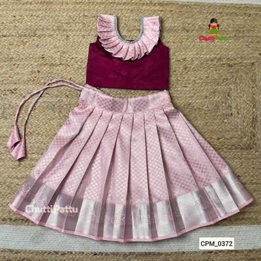 Wine & Blush Neck-Frill Top & Skirt | CPM_0372