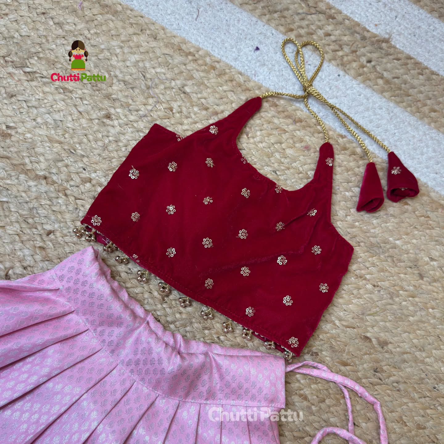 Dark Pink & Baby Pink Halter Neck Set | CPM_0378