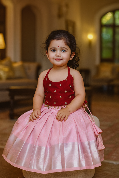 Dark Pink & Baby Pink Halter Neck Set | CPM_0378