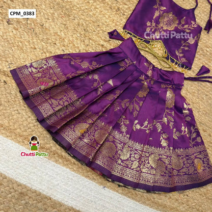 Purple Banarasi Silk Set with Crystal Lace | CPM_0383