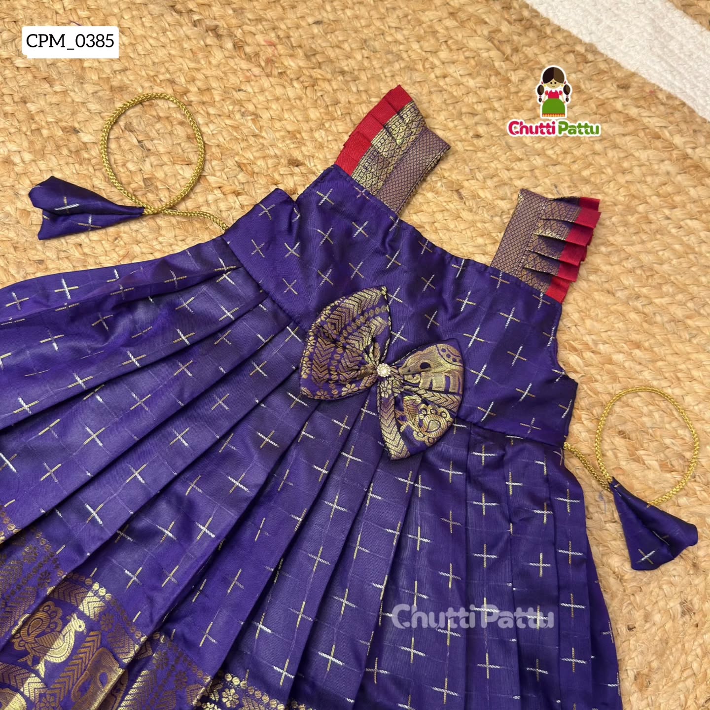 Royal Blue Semi Kanchi Silk Frock | CPM_0385