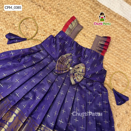 Royal Blue Semi Kanchi Silk Frock | CPM_0385