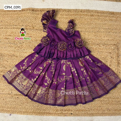 Purple Rose Banarasi Pattu Pavadai | CPM_0391