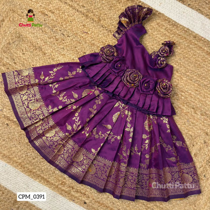 Purple Rose Banarasi Pattu Pavadai | CPM_0391