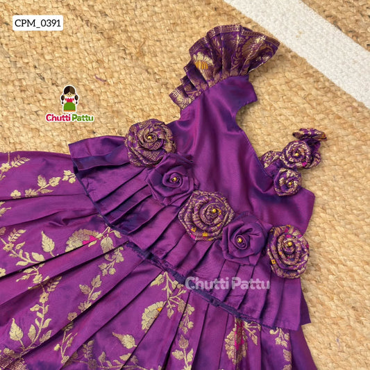 Purple Rose Banarasi Pattu Pavadai | CPM_0391