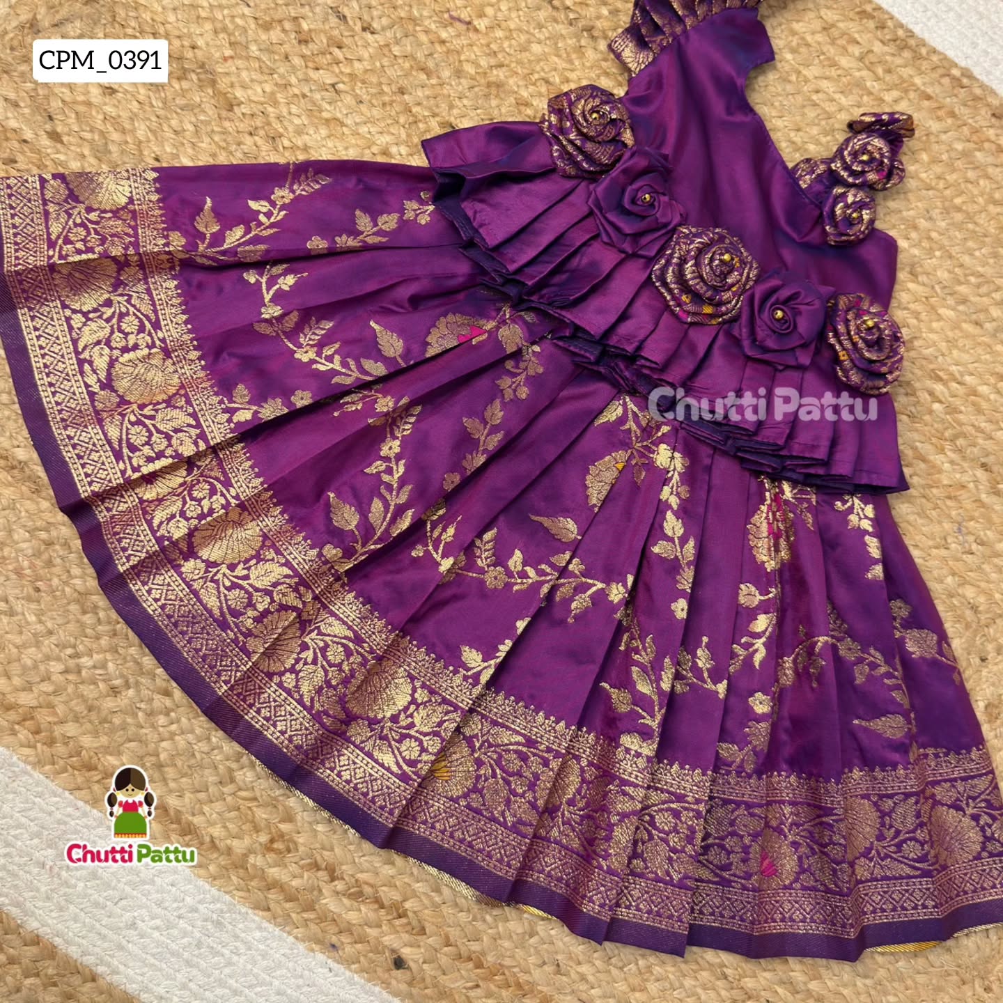 Purple Rose Banarasi Pattu Pavadai | CPM_0391