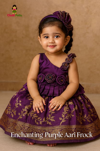 Purple Rose Banarasi Pattu Pavadai | CPM_0391