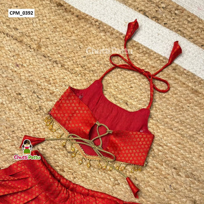 Senthaazhini – Red Kanchi Soft Silk Aari work Top and skirt | CPM_0392