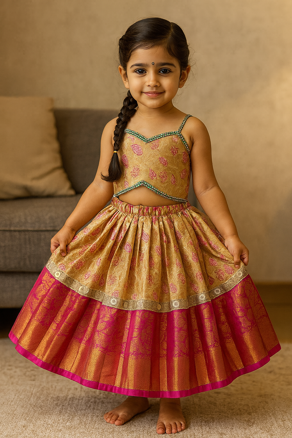 Cream & Pink Kanchi Tissue Set | CPM_0393