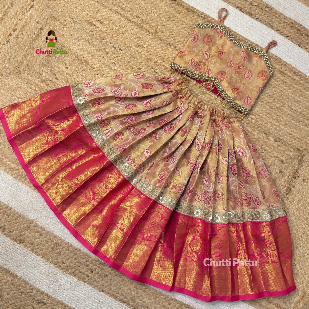 Cream & Pink Kanchi Tissue Set | CPM_0393