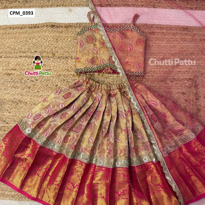 Cream & Pink Kanchi Tissue Set | CPM_0393