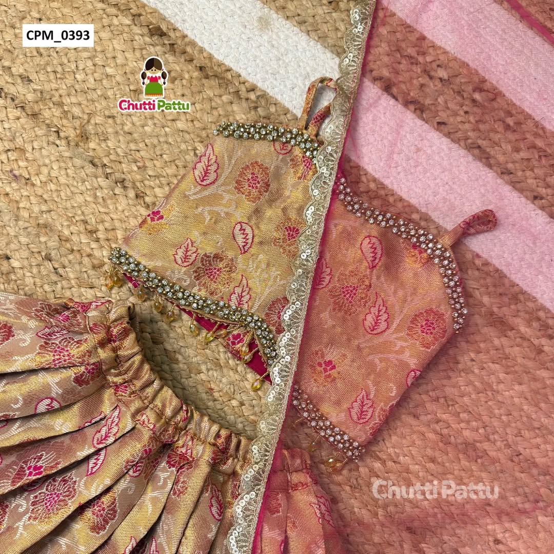 Cream & Pink Kanchi Tissue Set | CPM_0393