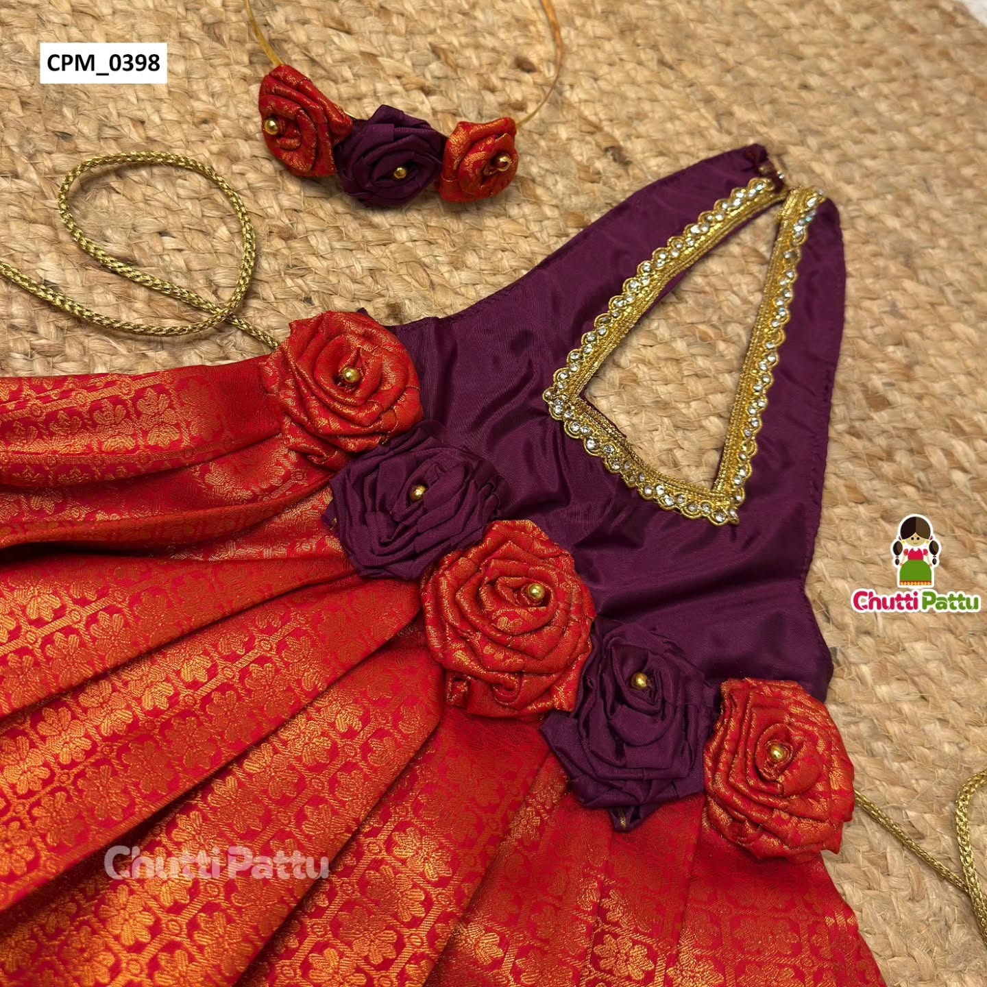 Purple & Chilly Red Halter Neck Frock | CPM_0398