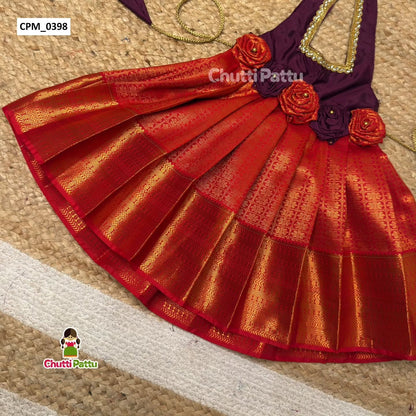 Purple & Chilly Red Halter Neck Frock | CPM_0398