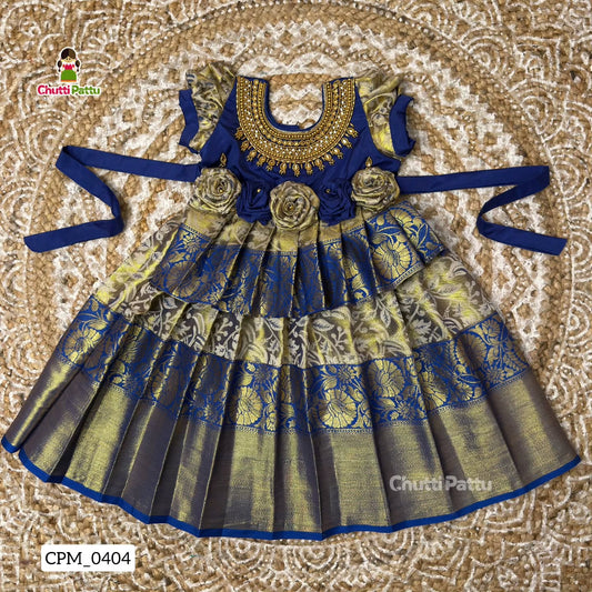 Thooriga – Premium Blue Aari Neck Work Gown | CPM_0404