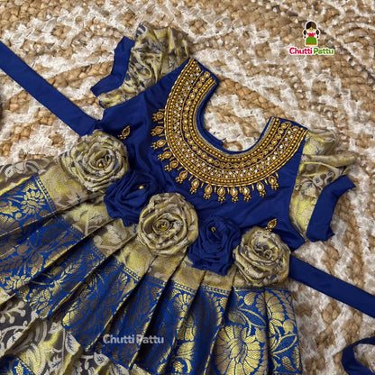 Thooriga – Premium Blue Aari Neck Work Gown | CPM_0404