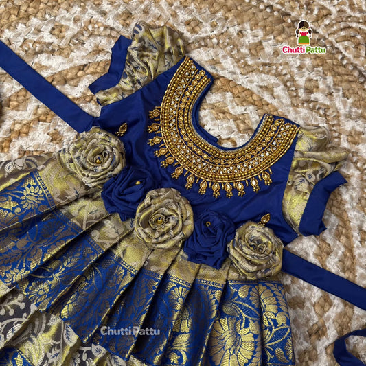 Thooriga – Premium Blue Aari Neck Work Gown | CPM_0404