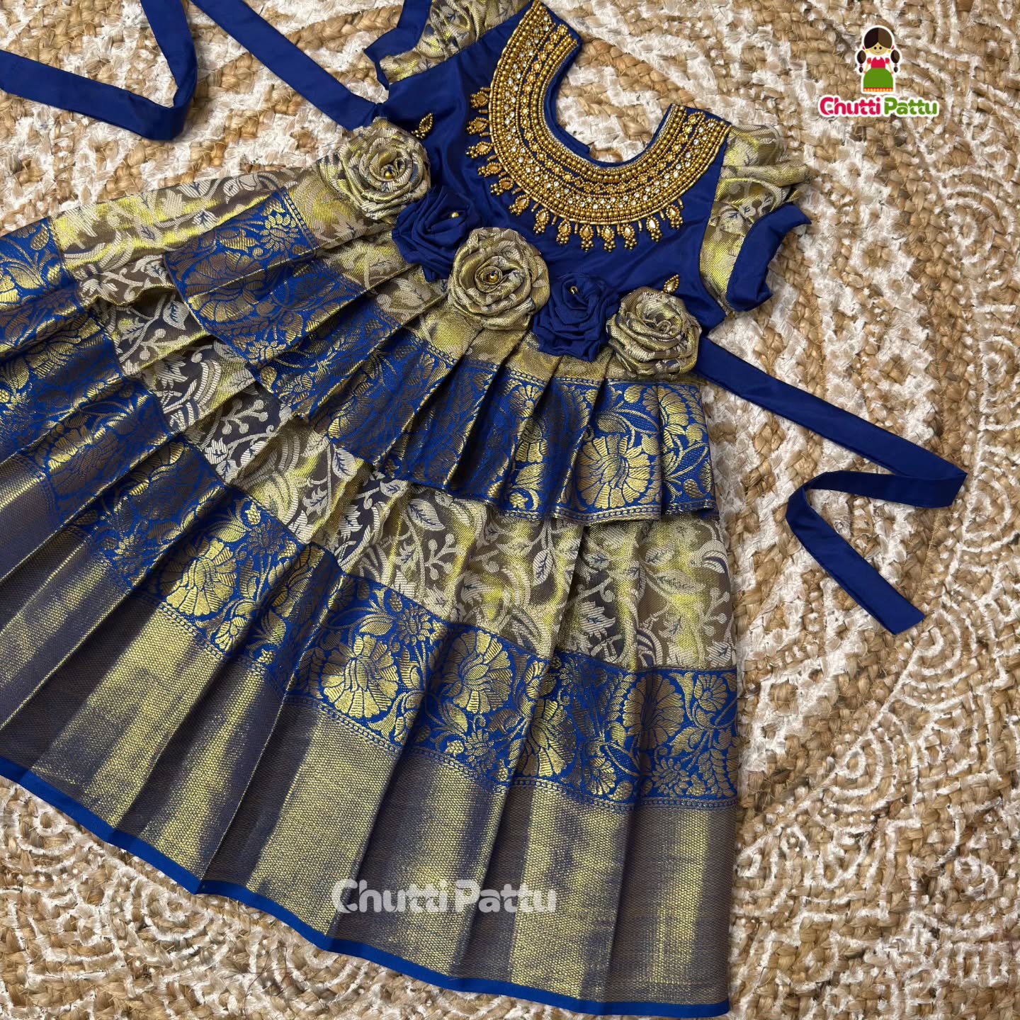 Thooriga – Premium Blue Aari Neck Work Gown | CPM_0404