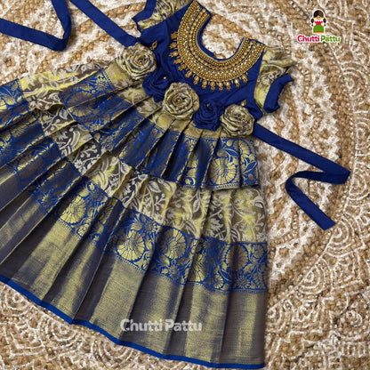 Thooriga – Premium Blue Aari Neck Work Gown | CPM_0404