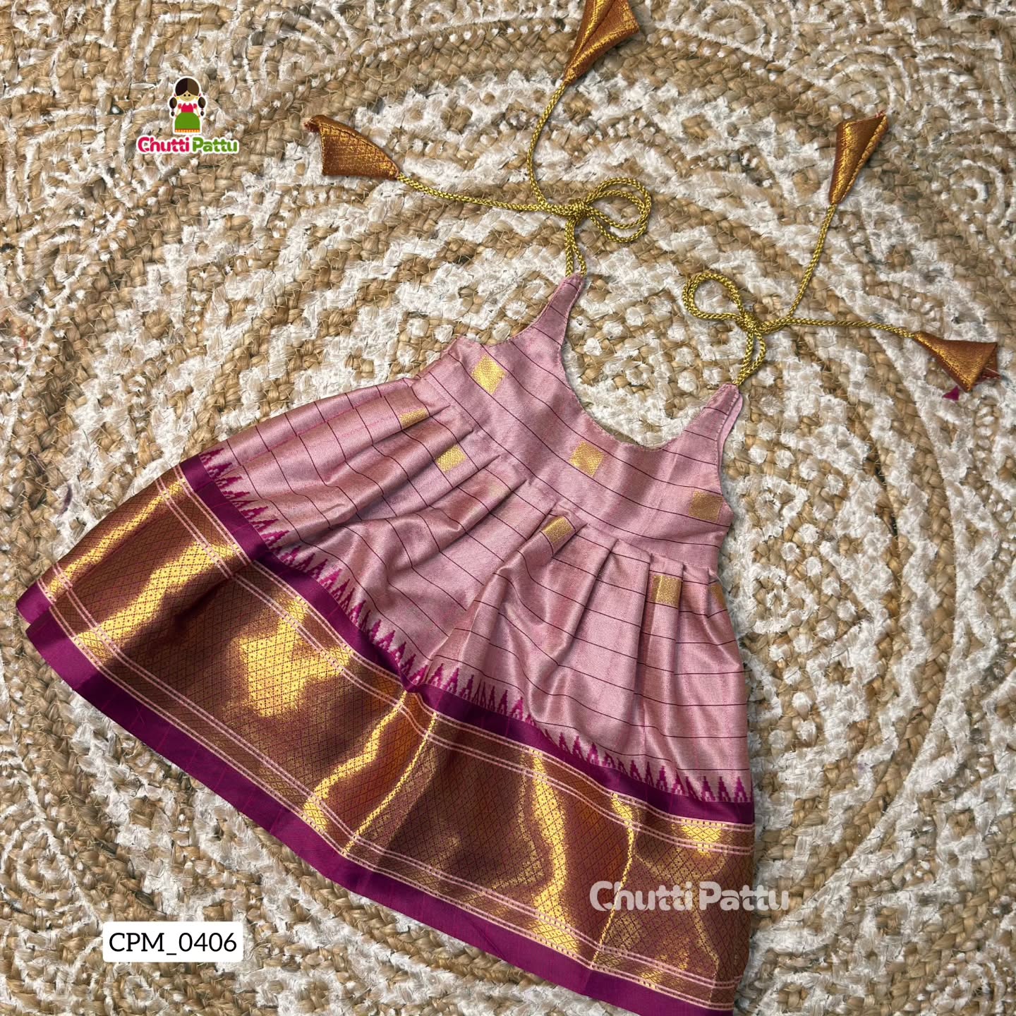 Baby Pink - Soft Silk Cotton Tie-Up Frock | CPM_0406_PNK