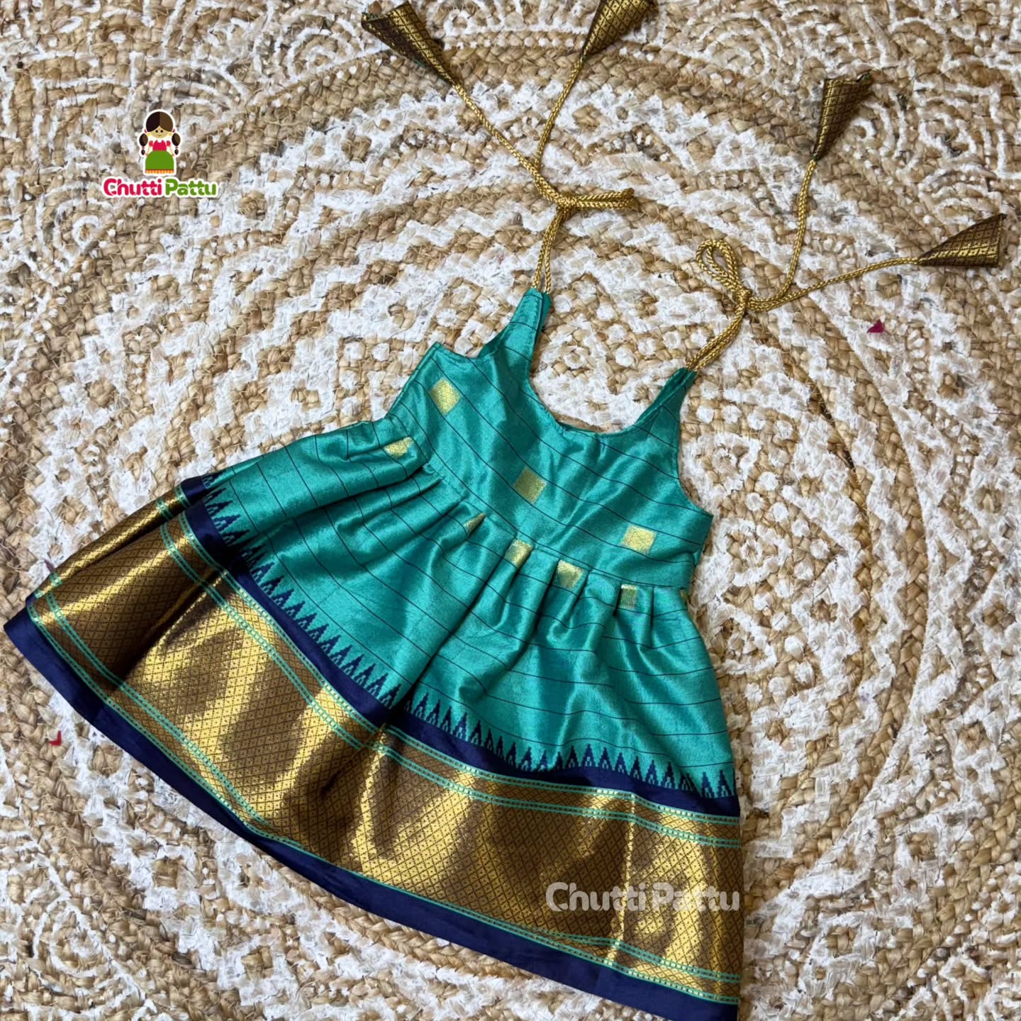 Ocean Blue - Soft Silk Cotton Tie-Up Frock | CPM_0406_BL