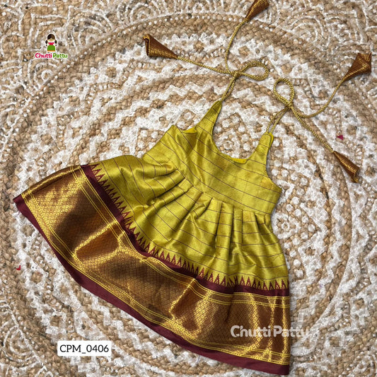 Golden Yellow - Soft Silk Cotton Tie-Up Frock | CPM_0406_YLW