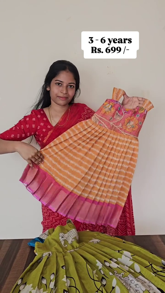 Yellow Cotton Fabric Tie-Up Frock | CPM_0412_YLW