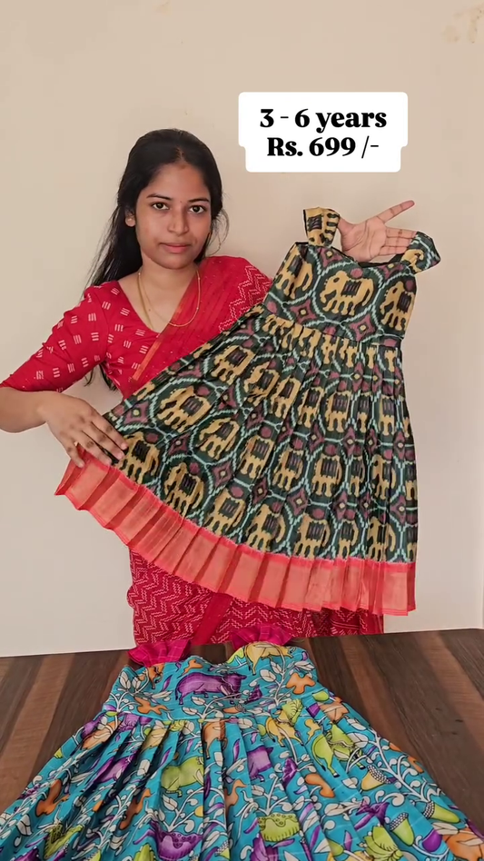 Dark Green Cotton Fabric Tie-Up Frock | CPM_0412_GRN