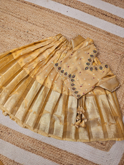 Diva Gold – Banarasi Tissue Silk Set with Aari Blouse & Dupatta | CPM_0425
