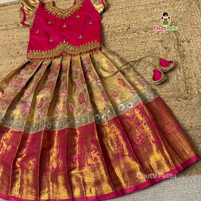 Pink Aari Work Pattu Pavadai | CPM_0428