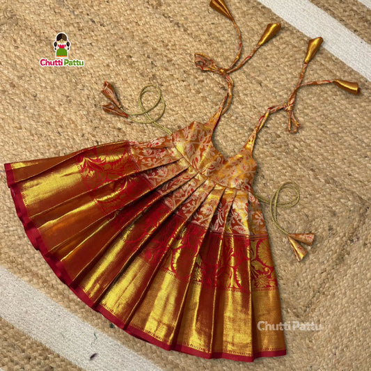 Red Tie-Up Frock – Soft Silk with Cotton Lining | CPM_0431