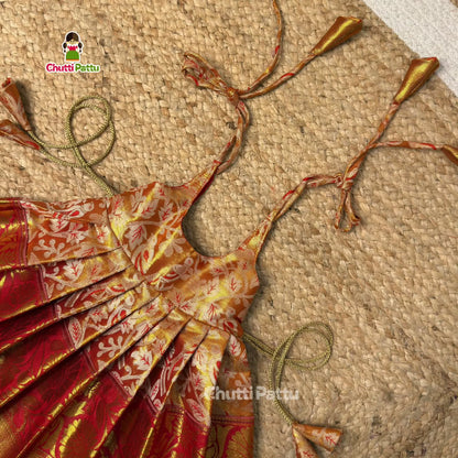 Red Tie-Up Frock – Soft Silk with Cotton Lining | CPM_0431