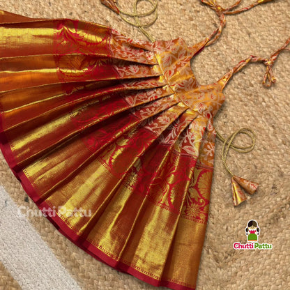 Red Tie-Up Frock – Soft Silk with Cotton Lining | CPM_0431