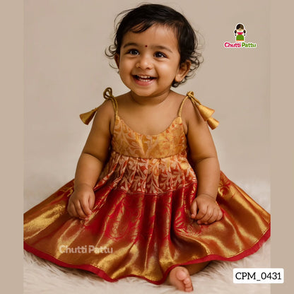 Red Tie-Up Frock – Soft Silk with Cotton Lining | CPM_0431