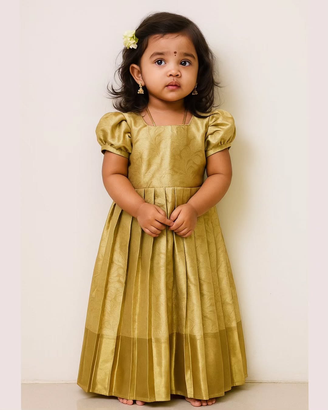 Gold - Nita Ambani Inspired Tissue Silk Frock | CPM_0432_GLD