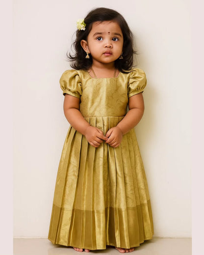 Gold - Nita Ambani Inspired Tissue Silk Frock | CPM_0432_GLD