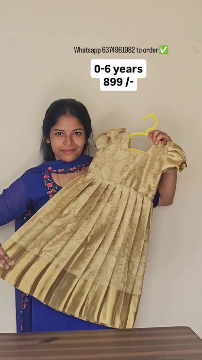 Gold - Nita Ambani Inspired Tissue Silk Frock | CPM_0432_GLD