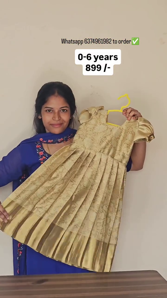 Gold - Nita Ambani Inspired Tissue Silk Frock | CPM_0432_GLD